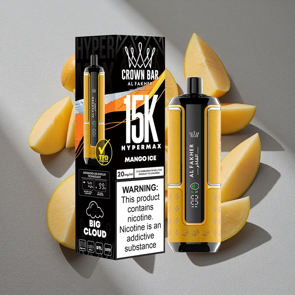 Al Fakher Crown Bar 15K Hypermax Desechable con 22ml y Mango Helado