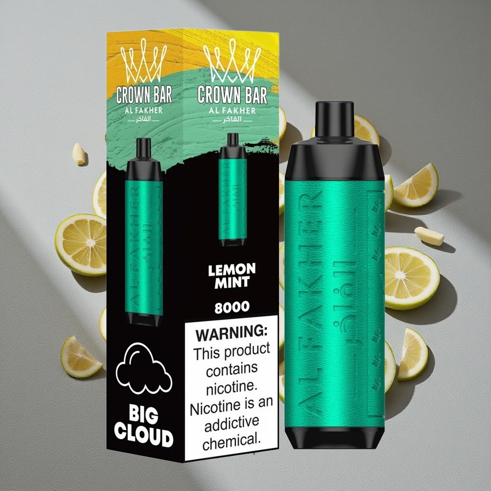 Al Fakher Crown Bar 8000 Crystal Vape Desechable Limón Menta con 8000 Caladas y Batería de 600mAh
