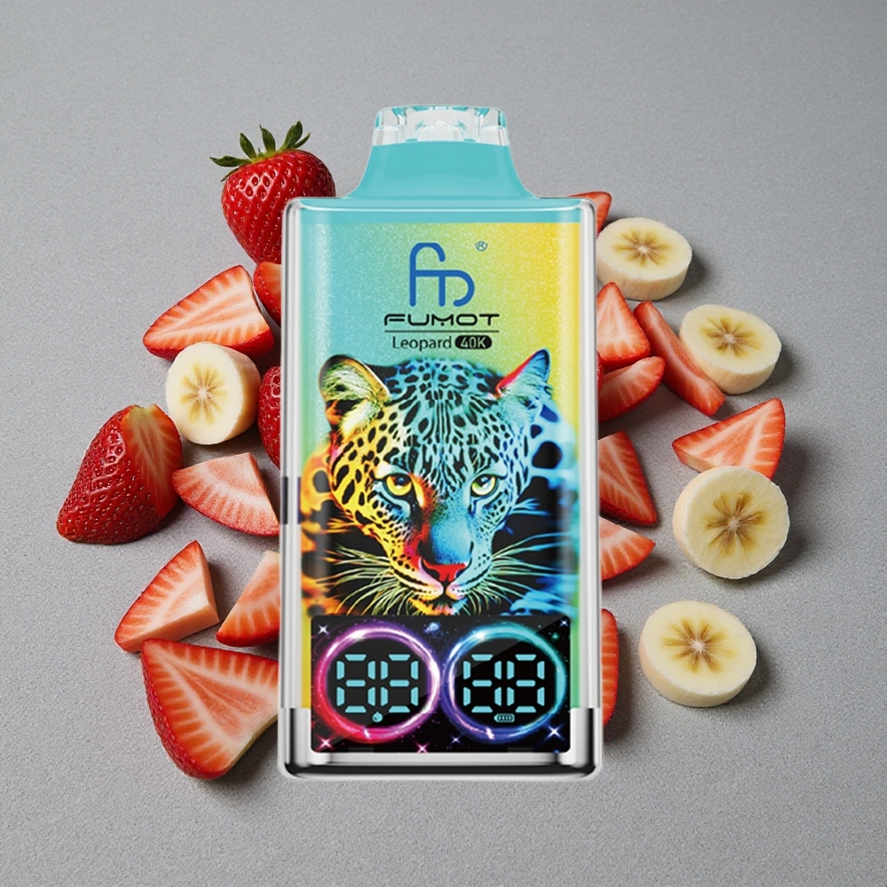 Fumot Leopard 40K Caladas Vape Desechable Fresa Plátano con Pantalla Digital y Batería 700mAh