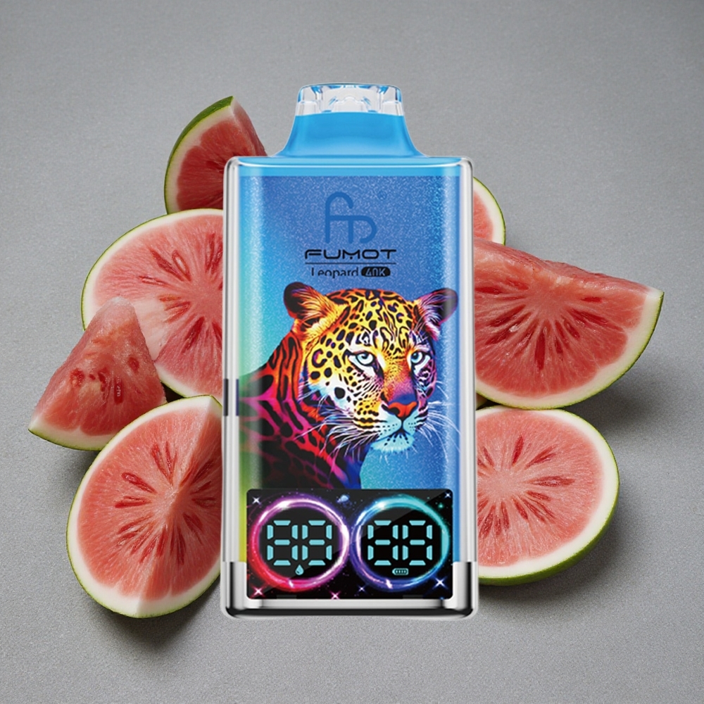 Fumot Leopardo 40K Caladas Vape Desechable con Batería 700mAh y Doble Malla - Chicle Sandía
