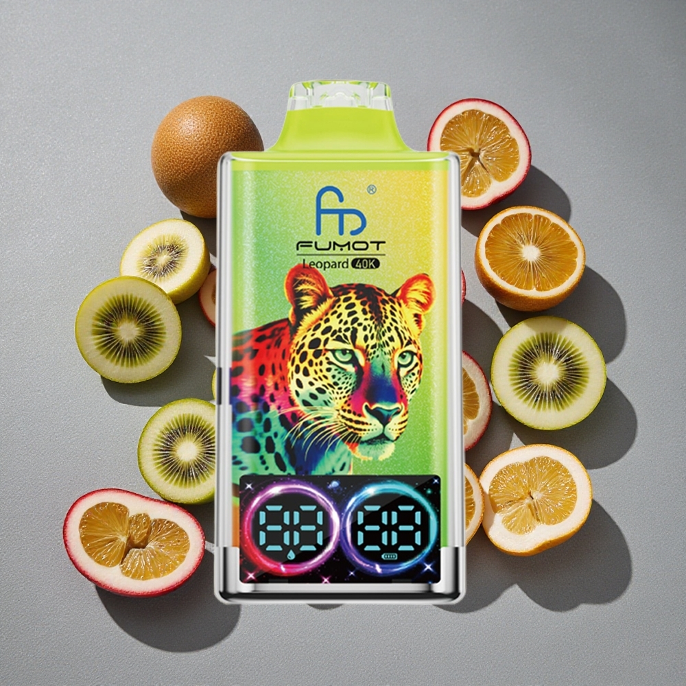 Fumot Leopardo 40K Caladas Vape Desechable con Batería 700mAh y Doble Malla - Kiwi Maracuyá Guayaba