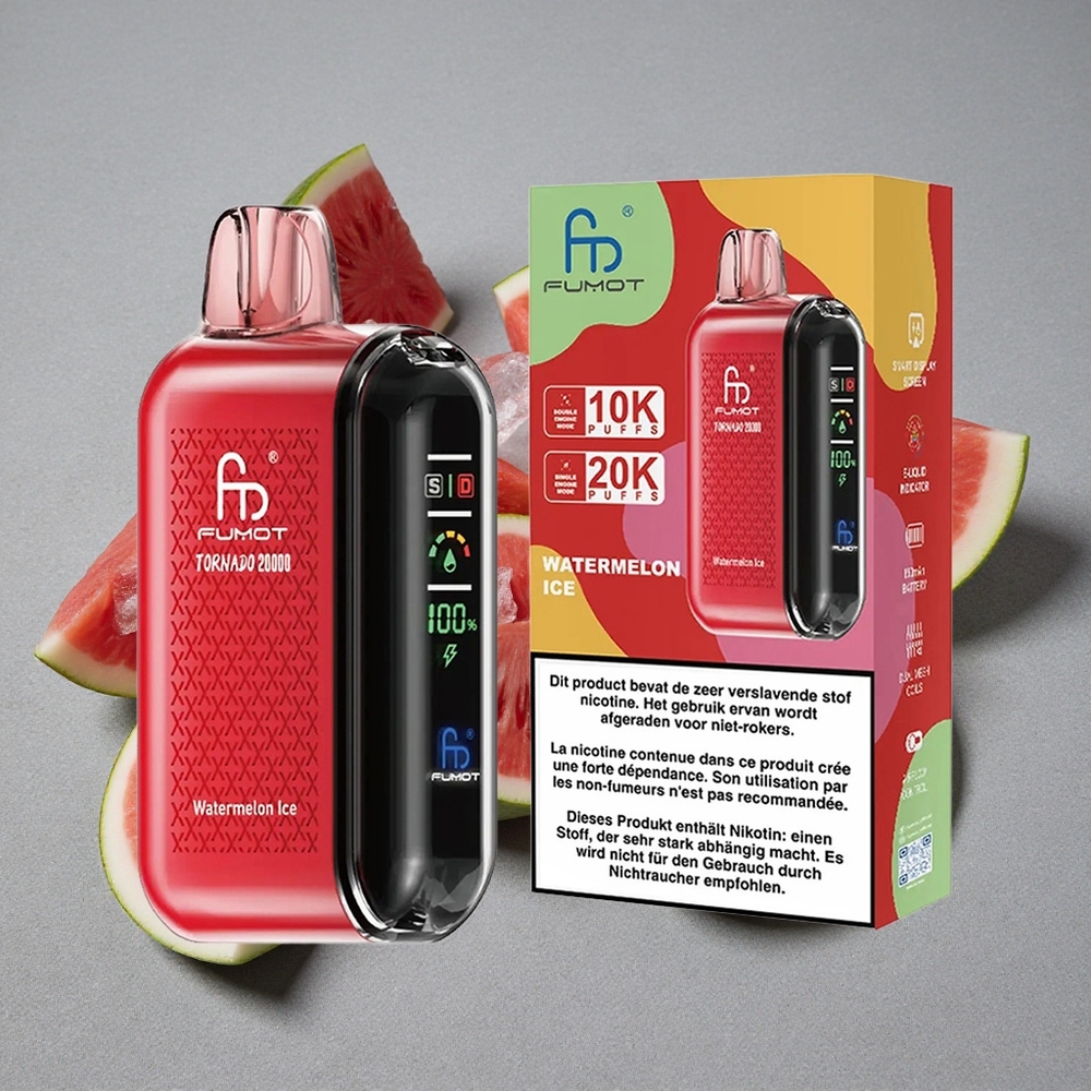 Fumot Tornado 20000 Caladas Desechable Sandía Helada con Batería Recargable 850mAh y Capacidad de 20ml