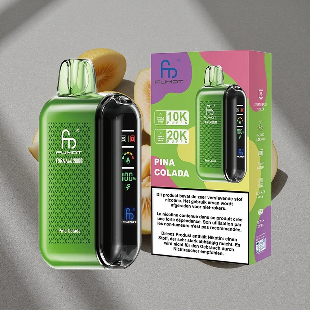 Fumot Tornado 20000 Caladas Vape Desechable Piña Colada con Batería Recargable 850mAh y Capacidad de 20ml