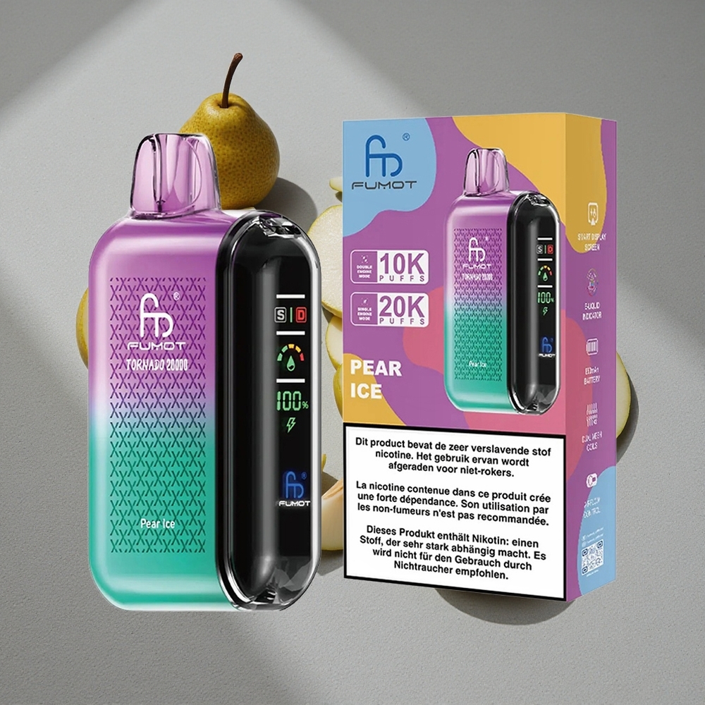 Fumot Tornado 20000 Caladas con Batería Recargable 850mAh y Pera Helada