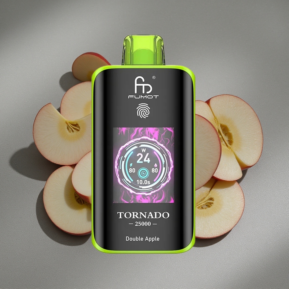 Fumot Tornado 25000 Caladas Doble Manzana con Pantalla HD y Batería Recargable 700mAh