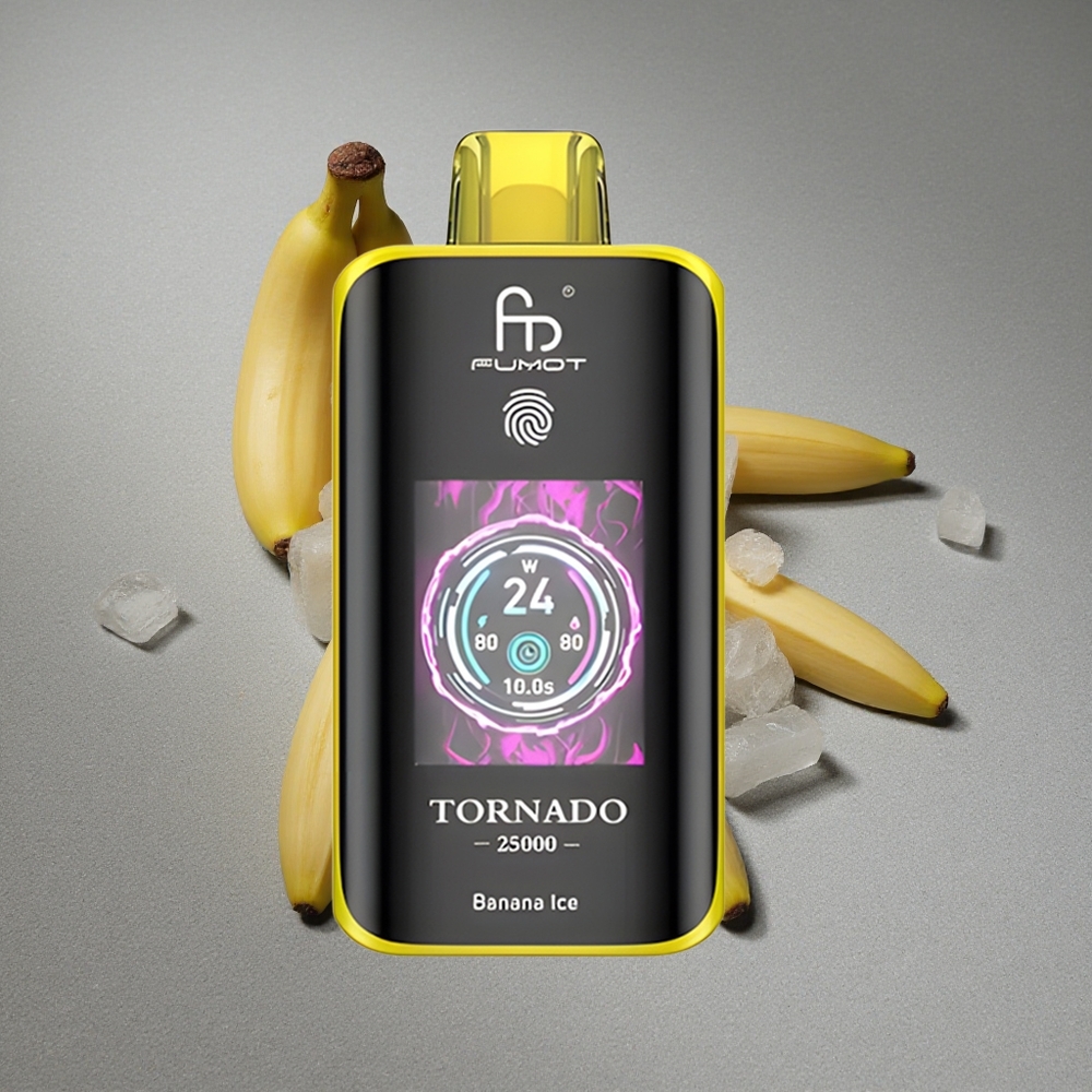 Fumot Tornado 25000 Caladas Pantalla HD y Batería Recargable 700mAh Plátano Hielo