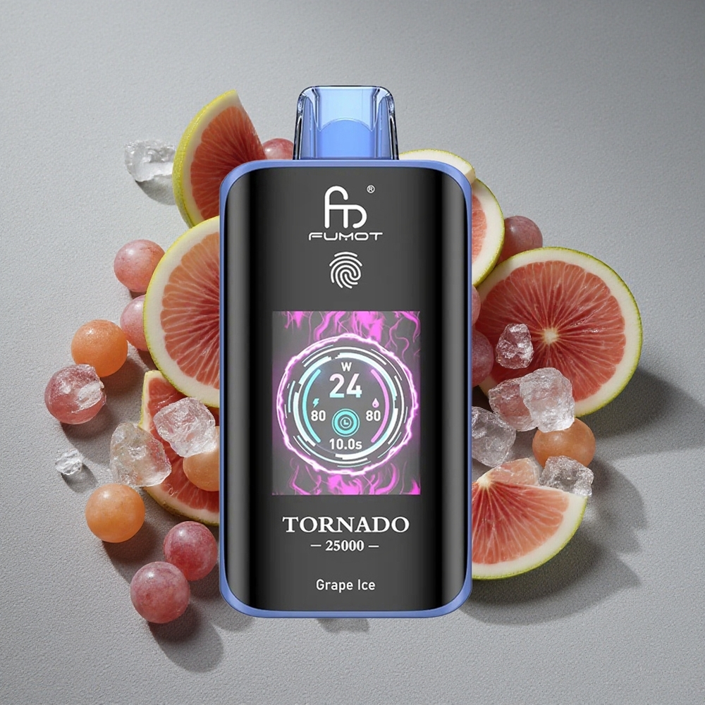 Fumot Tornado 25000 Caladas Pantalla HD y Batería Recargable 700mAh Uva Helada