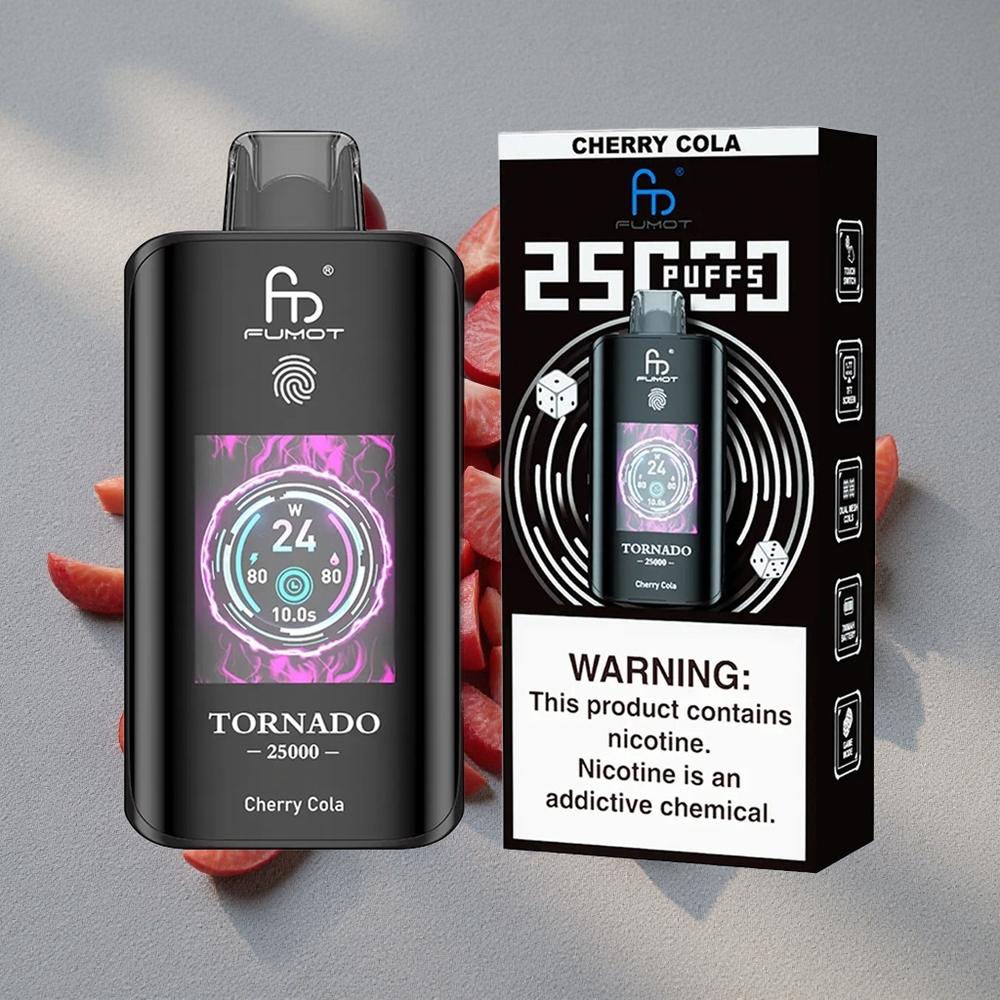 Fumot Tornado 25000 Caladas Pantalla HD y Batería Recargable 700mAh Vape Desechable Cereza Cola