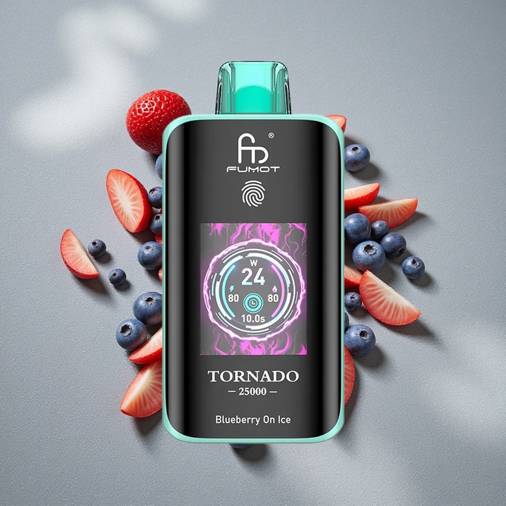 Fumot Tornado 25000 Caladas Vape Desechable Arándano en Hielo con Pantalla HD y Batería Recargable 700mAh