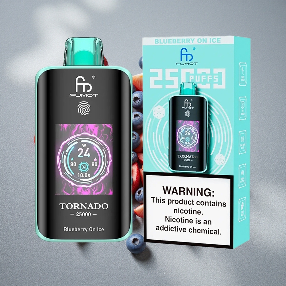 Fumot Tornado 25000 Caladas Vape Desechable Arándano en Hielo con Pantalla HD y Batería Recargable 700mAh