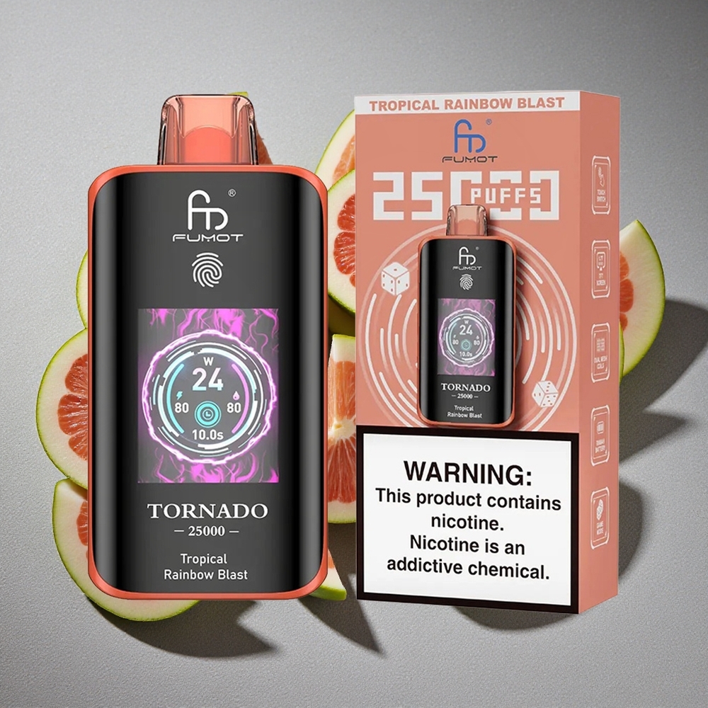 Fumot Tornado 25000 Caladas Vape Desechable Arcoíris Tropical con Pantalla HD y Batería Recargable 700mAh