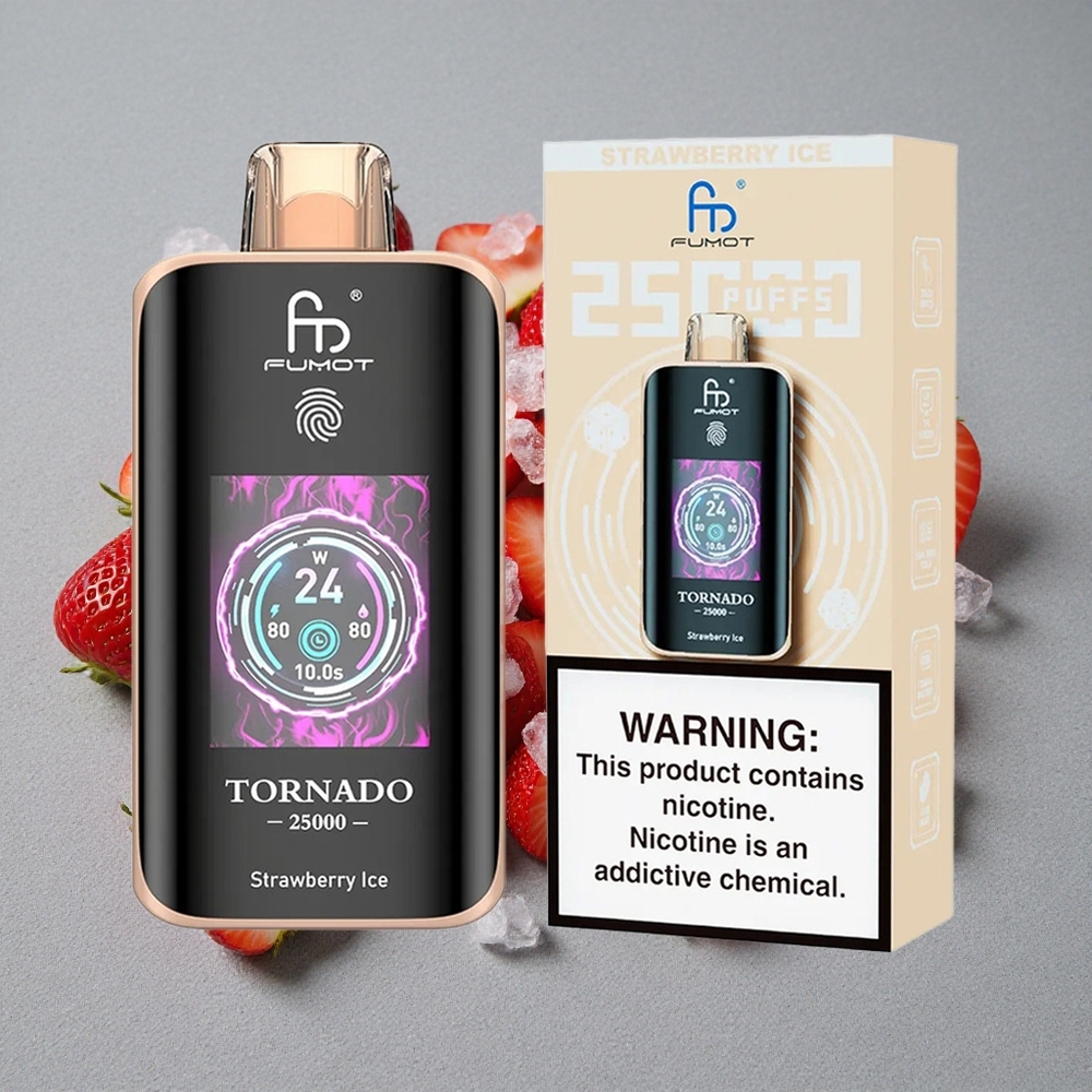 Fumot Tornado 25000 Caladas Vape Desechable Fresa Helada con Pantalla HD y Batería Recargable 700mAh