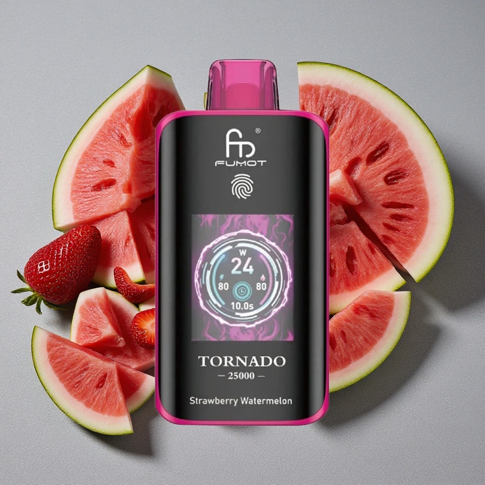Fumot Tornado 25000 Caladas Vape Desechable Fresa Sandía con Pantalla HD y Batería Recargable 700mAh
