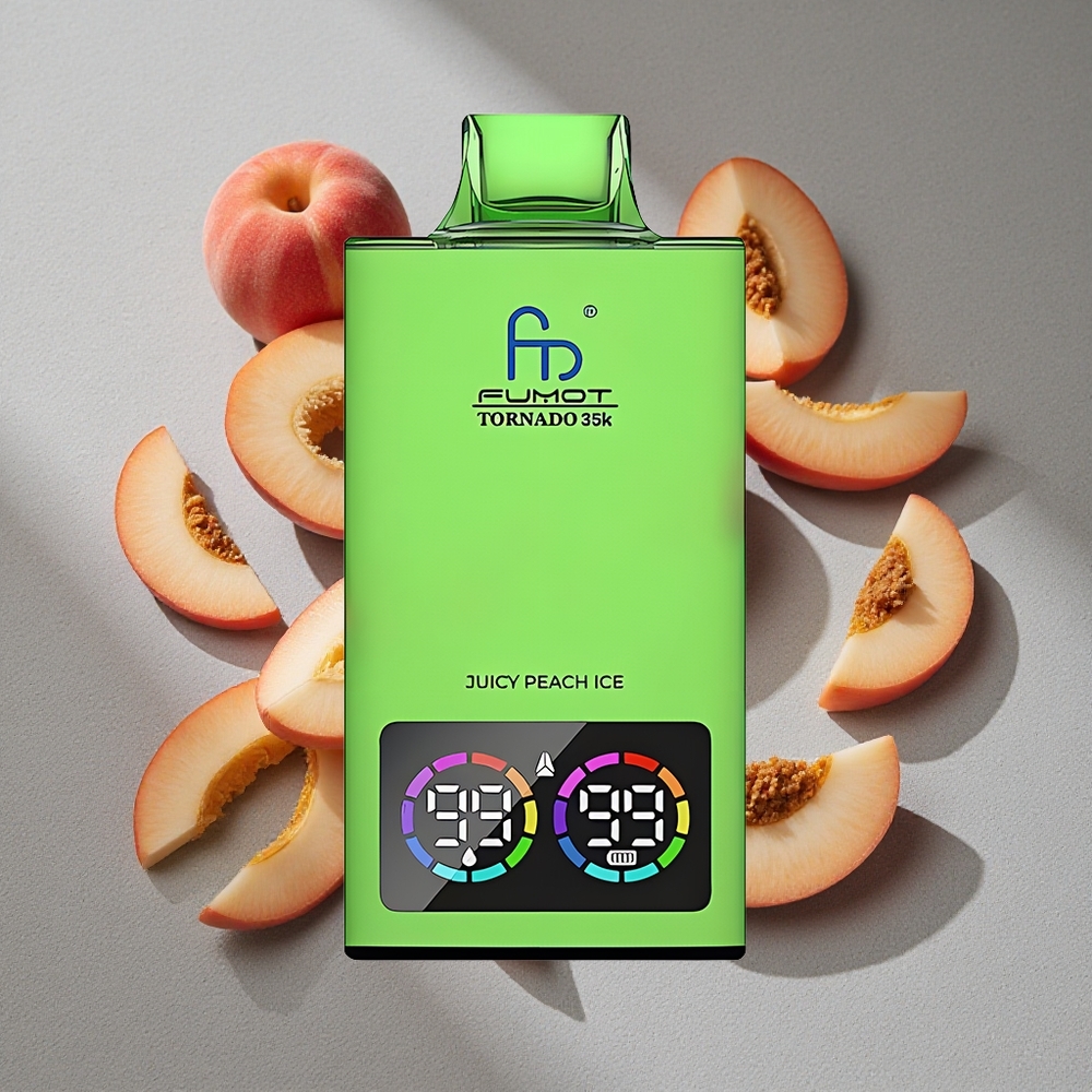 Fumot Tornado 35K Vape Desechable con Bobina Dual Mesh y Sabor Melocotón Jugoso Helado