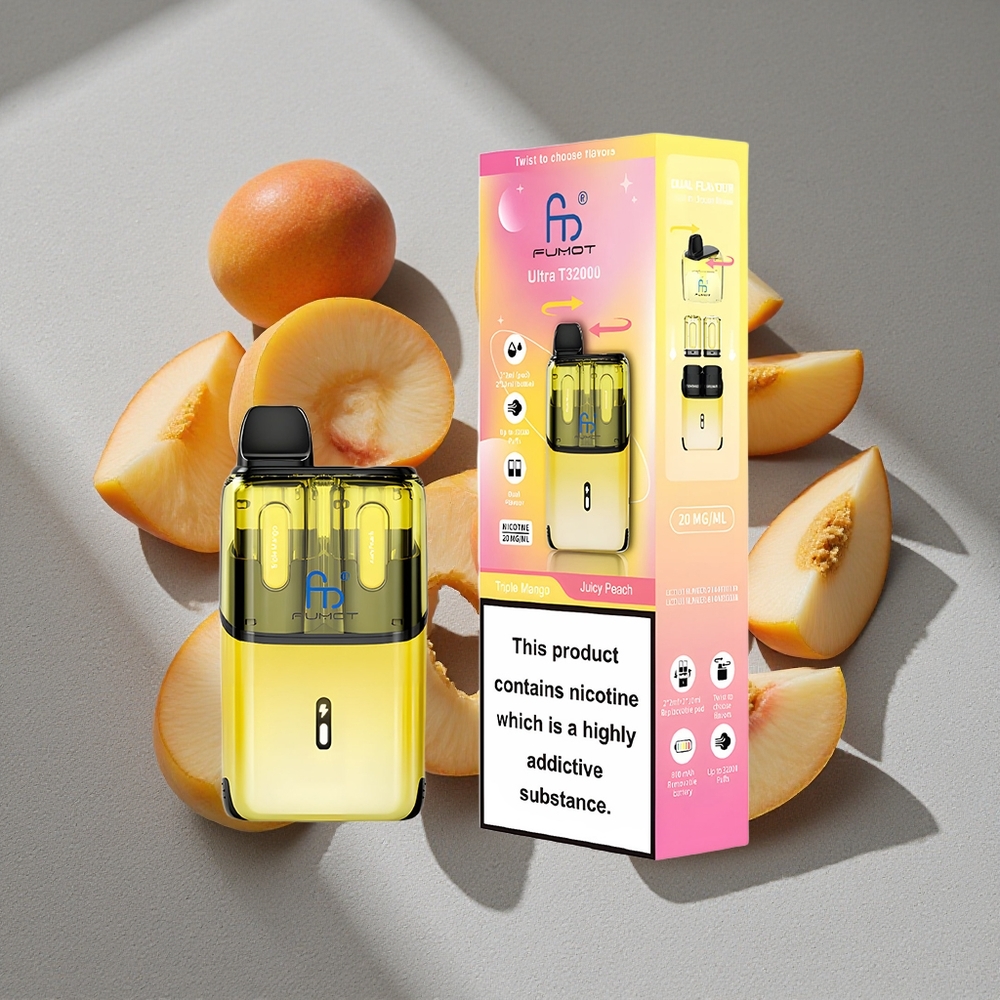 Fumot Ultra T32000 Desechable - 24ml y Doble Mango Jugoso-Melocotón