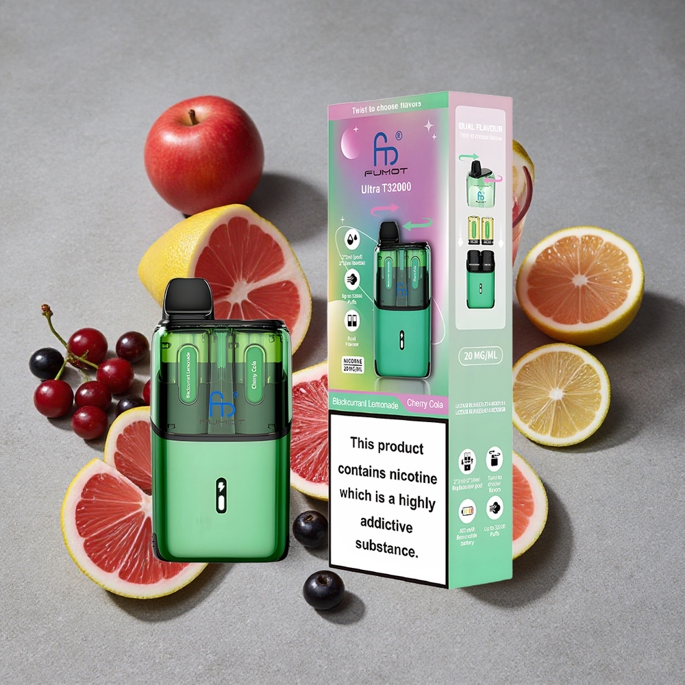 Fumot Ultra T32000 Vape Desechable - 32000 Caladas y Carga Rápida Type-C - Grosella Limonada y Cereza Cola