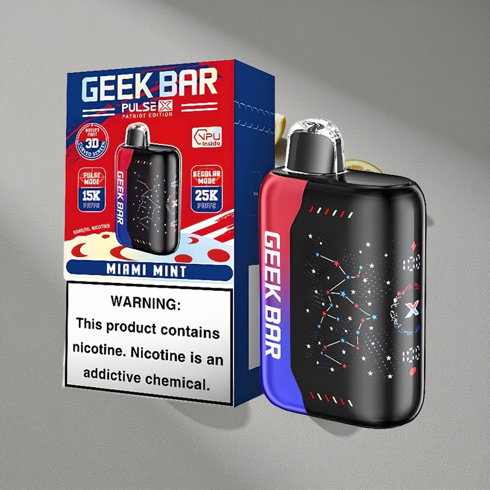 Geek Bar Pulse X 25000 Caladas con 18mL de E-Líquido y Pantalla Curva 3D Edición Patriota