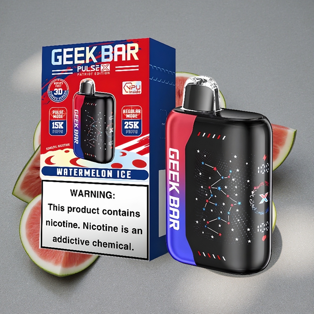 Geek Bar Pulse X 25000 Caladas con 18mL de E-Líquido y Pantalla Curva 3D Edición Patriota